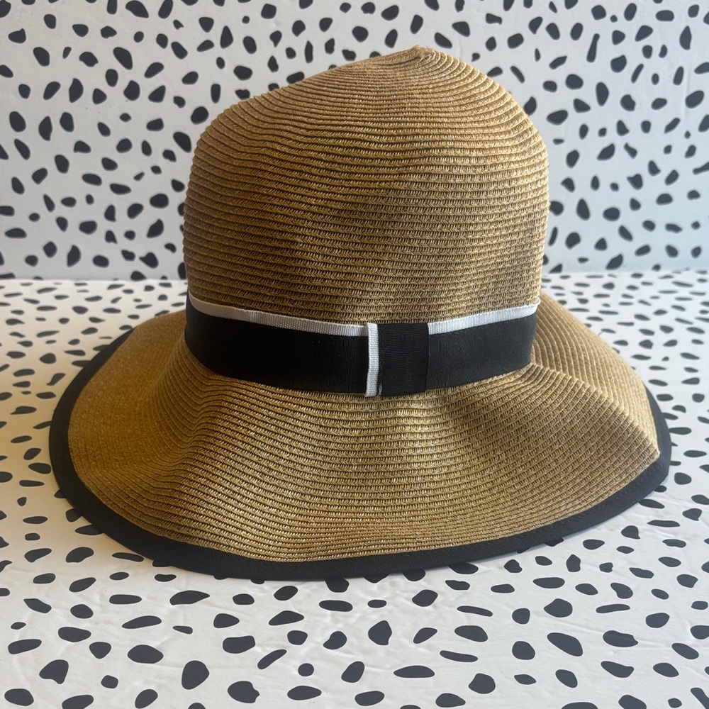 Tan and Black Women's Straw Sun Hat